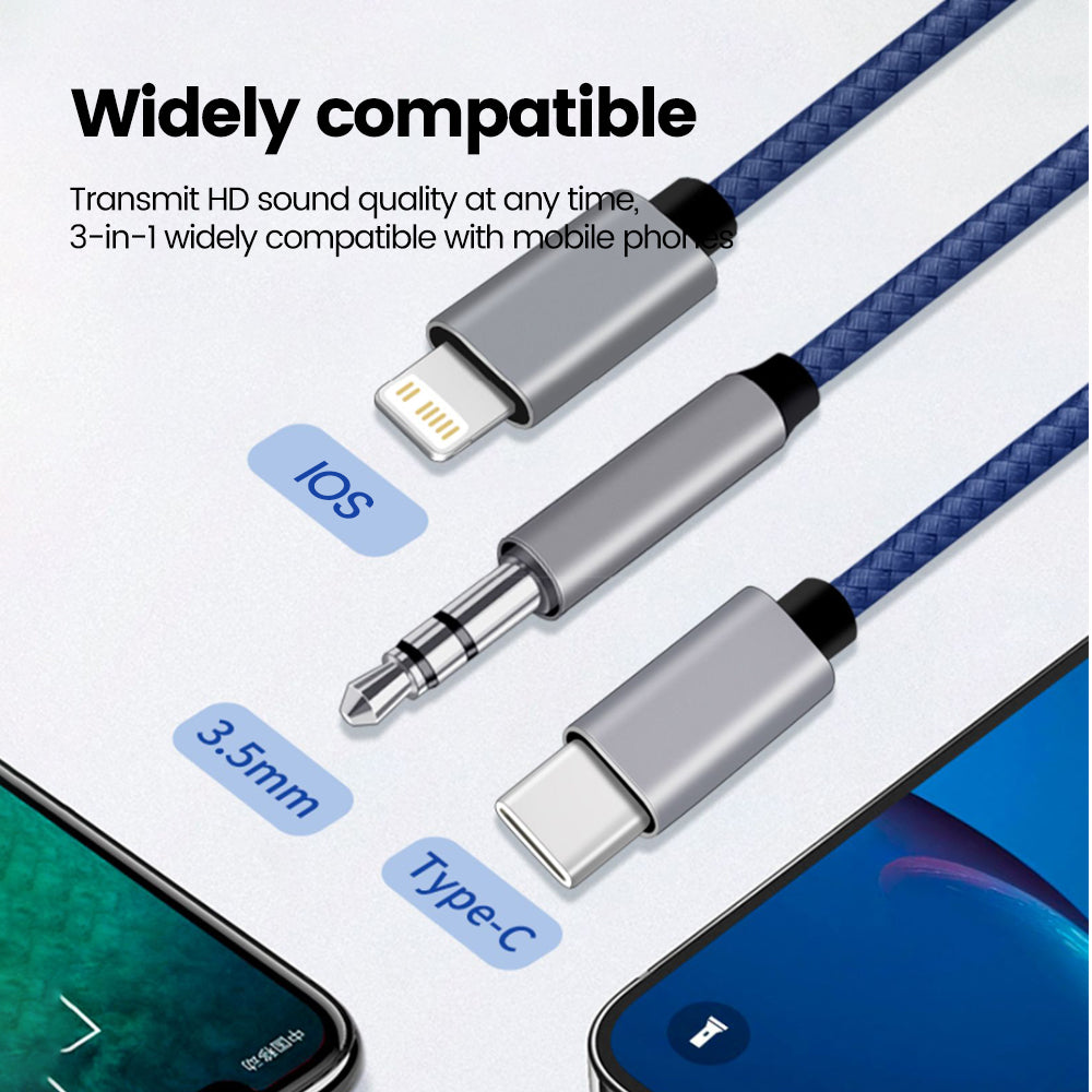 3-in-1 AUX Audiokabel in auto
