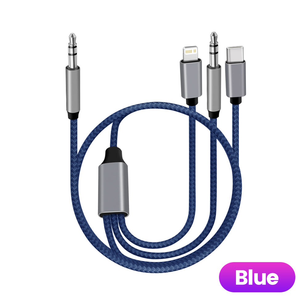 3-in-1 AUX Audiokabel blauw